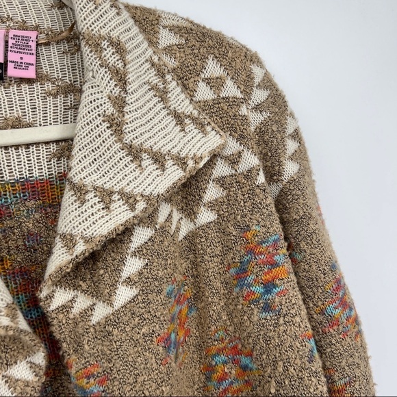 Love On a Hanger Multicolor Western Striped Open Front Beige Knit Sweater - Picture 10 of 11